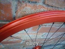 Deep Section Red 32h Track Wheels, Dt Spokes, Flip Flop