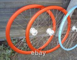 Deep Section Red 32h Track Wheels, Dt Spokes, Halo Flip Flop Hubs