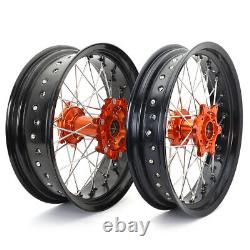 For KTM 690 Enduro / R 2008-2021 Supermoto 17 Complete Wheels Rim Hubs Flange