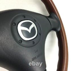 Genuine Mazda MX-5 MK2 Nardi dark wood rim steering wheel, complete. NB. 16C