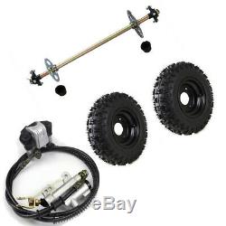 Go Kart Rear Axle Assembly Complete Wheel Hub Kit & 4.10-6 Tires Rims Brake Cyli