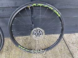 Green And Black Mavic Aksium Disc Wheels And Tyres With Brake Discs