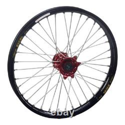 Haan A60 Complete Rear Wheel 19 x 2.15 MC / MCF 24-25 Black Rim / Red Hub Haan A60 Complete Rear Wheel 19 x 2.15 MC / MCF 24-25 Black Rim / Red Hub