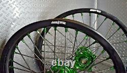 Kawasaki KX250F KX450F Motocross Wheels Rims Black Green Complete 19/21 250 450