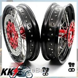 Kke 17 Inch Supermoto Complete Wheel Rim Set Fit Honda Xr650r 2000-2008 Disc Cnc