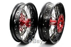 Kke 17 Inch Supermoto Complete Wheel Rim Set Fit Honda Xr650r 2000-2008 Disc Cnc