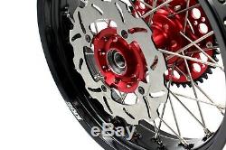 Kke 17 Inch Supermoto Complete Wheel Rim Set Fit Honda Xr650r 2000-2008 Disc Cnc