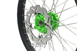 Kke 21 18 Enduro Complete Wheels Rims For Kawasaki Kx125 Kx250 1993-2002 Green