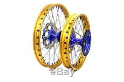 Kke 21 19 Cast MX Complete Wheel Set Fit Yamaha Yz125 Yz250 2017-2020 Gold Rim