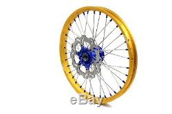 Kke 21 19 Cast MX Complete Wheel Set Fit Yamaha Yz125 Yz250 2017-2020 Gold Rim