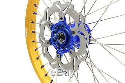 Kke 21 19 Cast MX Complete Wheel Set Fit Yamaha Yz125 Yz250 2017-2020 Gold Rim