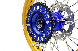 Kke 21 19 Cast MX Complete Wheel Set Fit Yamaha Yz125 Yz250 2017-2020 Gold Rim