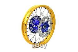 Kke 21 19 Cast MX Complete Wheel Set Fit Yamaha Yz125 Yz250 2017-2020 Gold Rim