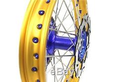 Kke 21 19 Cast MX Complete Wheel Set Fit Yamaha Yz125 Yz250 2017-2020 Gold Rim