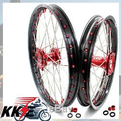 Kke 21/19 Complete MX Wheel Rim For Honda Crf250r 2014-2019 Crf450r Red Nipple