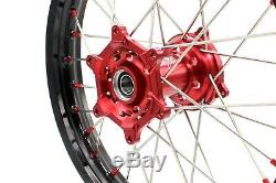 Kke 21/19 Complete MX Wheel Rim For Honda Crf250r 2014-2019 Crf450r Red Nipple