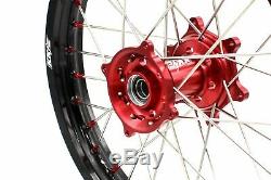 Kke 21/19 Complete MX Wheel Rim For Honda Crf250r 2014-2019 Crf450r Red Nipple