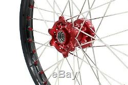 Kke 21/19 Complete MX Wheel Rim For Honda Crf250r 2014-2019 Crf450r Red Nipple