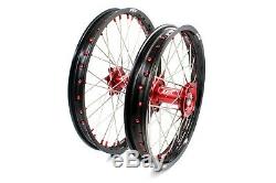 Kke 21/19 Complete MX Wheel Rim For Honda Crf250r 2014-2019 Crf450r Red Nipple