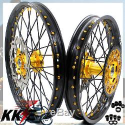 Kke 21 19 Complete MX Wheels Rims Fit Suzuki Rm125 Rm250 2001-2008 Black Spoke