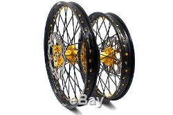 Kke 21 19 Complete MX Wheels Rims Fit Suzuki Rm125 Rm250 2001-2008 Black Spoke