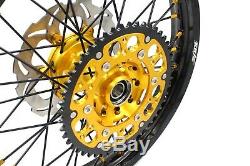 Kke 21 19 Complete MX Wheels Rims Fit Suzuki Rm125 Rm250 2001-2008 Black Spoke