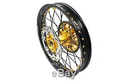 Kke 21 19 Complete MX Wheels Rims Fit Suzuki Rm125 Rm250 2001-2008 Black Spoke