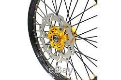 Kke 21 19 Complete MX Wheels Rims Fit Suzuki Rm125 Rm250 2001-2008 Black Spoke