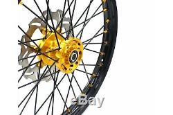 Kke 21 19 Complete MX Wheels Rims Fit Suzuki Rm125 Rm250 2001-2008 Black Spoke