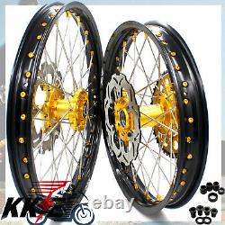 Kke 21 19 Complete MX Wheels Rims Fit Suzuki Rm125 Rm250 2001-2008 Gold Nipple