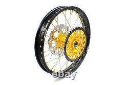 Kke 21 19 Complete MX Wheels Rims Fit Suzuki Rm125 Rm250 2001-2008 Gold Nipple