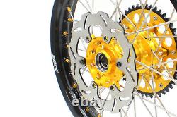 Kke 21 19 Complete MX Wheels Rims Fit Suzuki Rm125 Rm250 2001-2008 Gold Nipple