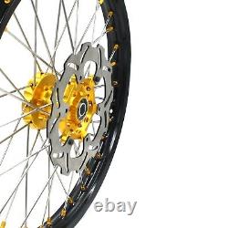 Kke 21 19 Complete MX Wheels Rims Fit Suzuki Rm125 Rm250 2001-2008 Gold Nipple