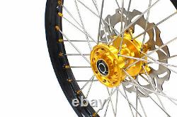 Kke 21 19 Complete MX Wheels Rims Fit Suzuki Rm125 Rm250 2001-2008 Gold Nipple