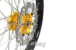 Kke 21 19 Complete MX Wheels Rims Fit Suzuki Rm125 Rm250 2001-2008 Gold Nipple