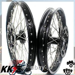 Kke 21 19 MX Complete Wheel Rim Set Fit Suzuki Rm125 Rm250 2001-2008 Black Hub