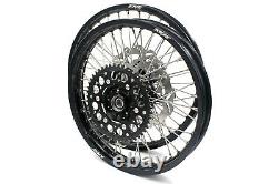 Kke 21 19 MX Complete Wheel Rim Set Fit Suzuki Rm125 Rm250 2001-2008 Black Hub