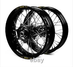 Supermoto Wheel Set Excel Black A60 Rims OEM Spokes Billet Hubs Assembly