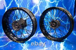 Supermoto Wheel Set Excel Black A60 Rims OEM Spokes Billet Hubs Assembly