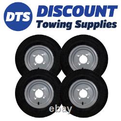 Trailer Wheel Rim & Tyre Complete 480/400 x 8 inch 6Ply 4 x 4 inch PCD Silver x4
