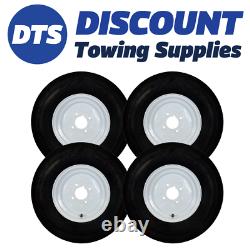 Trailer Wheel Rim and Tyre Complete 145R10 2x2 Ply 4 x 4 inch PCD White x 4