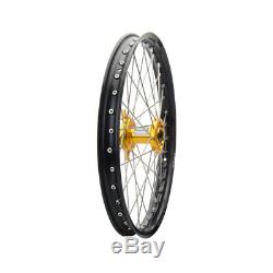 Tusk Complete Wheel Front 21x1.60 Black Rim/Yellow Hub Suzuki RMZ250 RMZ450