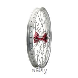 Tusk Complete Wheel Front 21x1.60 Silver Rim/Red Hub CRF250R CRF450R CR250R
