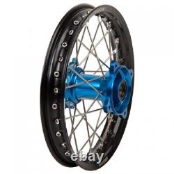 Tusk Impact Complete Wheel Rear 14 x 1.60 Black Rim/Silver Spoke/Blue Hub