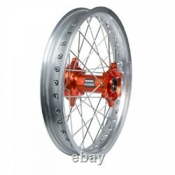Tusk Impact Complete Wheel Rear 18 x 2.15 Silver Rim/Silver Spoke/Orange Hub