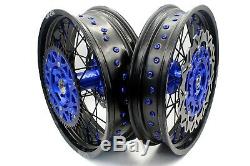 VMX 3.5/5.0 Complete Supermoto Wheels Rims For Yamaha Wr250f 01-19 Wr450f Blue