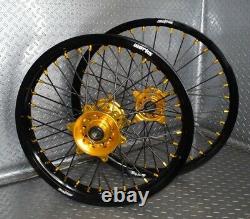 2007-2021 Suzuki Rmz250 Rmz450 Motocross Wheels Rims Black Gold Complete 19/21