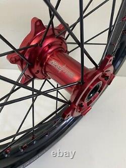 2014-2021 Jantes Honda Motocross Noir Rouge Complet 19/21 Crf250 Crf450 Crf