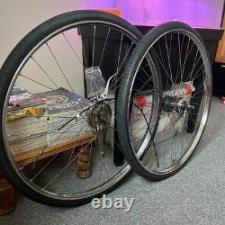 Ensemble de roues de vélo vintage 28 pouces jante Dunlop moyeux Sturmey Archer kit complet