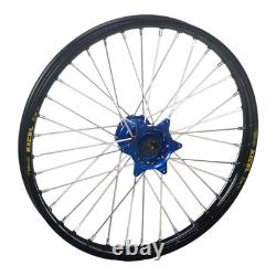 Haan Roue Avant Complète Pour KTM/Husq/Gas -25 Jante Noire / Moyeu Bleu 21 X 1.60